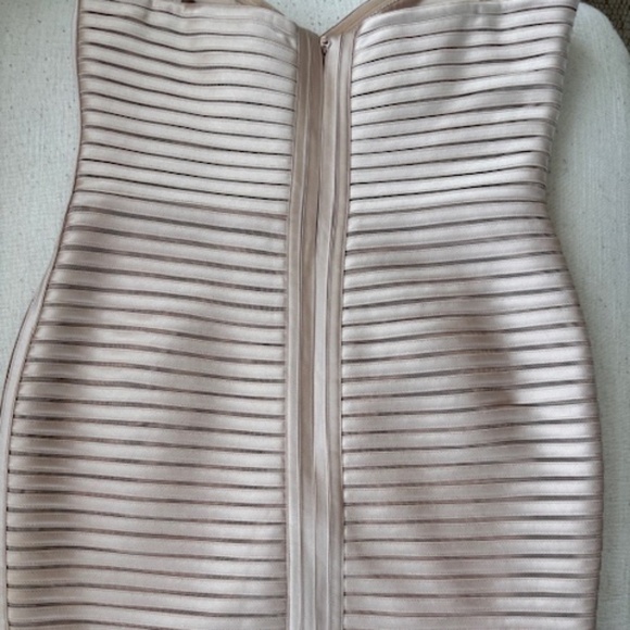 BCBG MaxAzria Lillie Champagne Bandage Strapless Dress - Picture 4 of 5